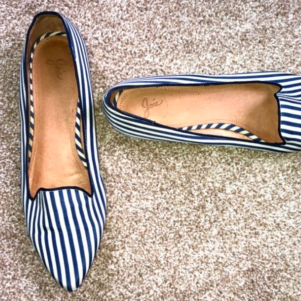 Joie Blue and White Striped Flats Size 9.5